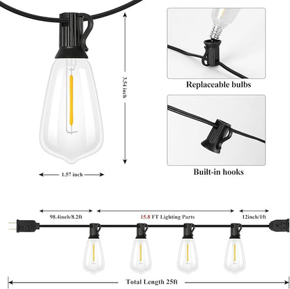 Brightever Outdoor String Lights, 25FT Patio Lights - Image 3