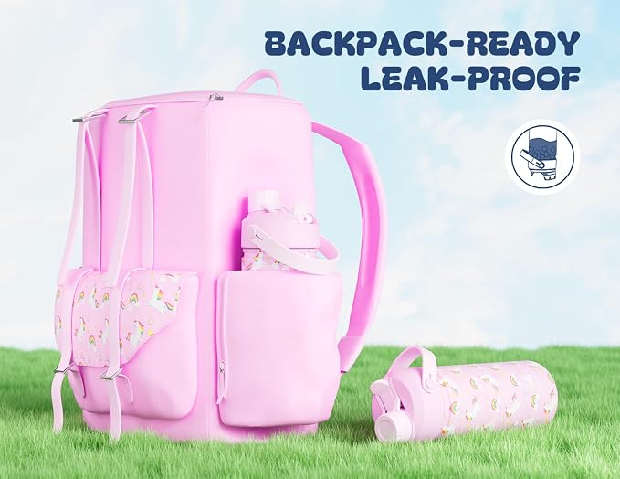 18 oz Kids Water Bottle for Girls: BPA-Free, Easy Carry, Durable Straw Spout Lid - Image 4