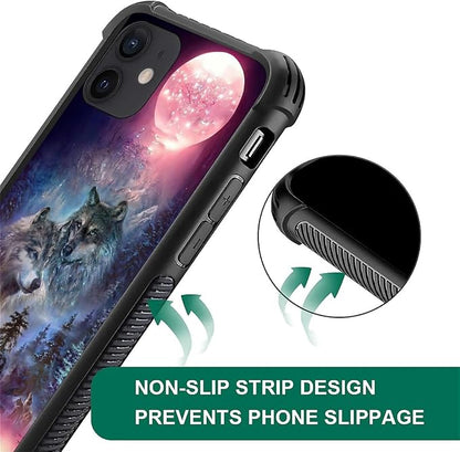 for iPhone 11 Case, Star Two Wolfs Howling Pattern Graphic Design Girl Boy Soft - Image 2