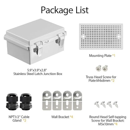 LeMotech Electrical Box, IP67 Waterproof Hinged Cover Stainless Steel Latch - Image 9