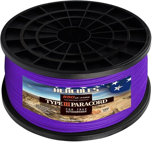 HERCULES Type III Paracord 550 Paracord Rope Parachute Cord, Survival Rope by HERCULES