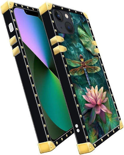 Compatible with iPhone 13 Case, Colourful Dragonfly Pink Lily Pads Luxury - Image 3