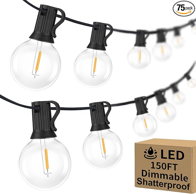 Bosceos 150FT Outdoor G40 LED Globe String Lights Dimmable Waterproof by BestChoiceforYourLife