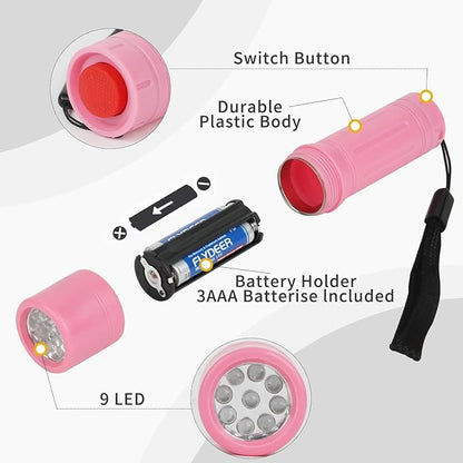 3 Pack 9-LED Mini Flashlight Bulk, Small Multicolor Flashlights - Image 4