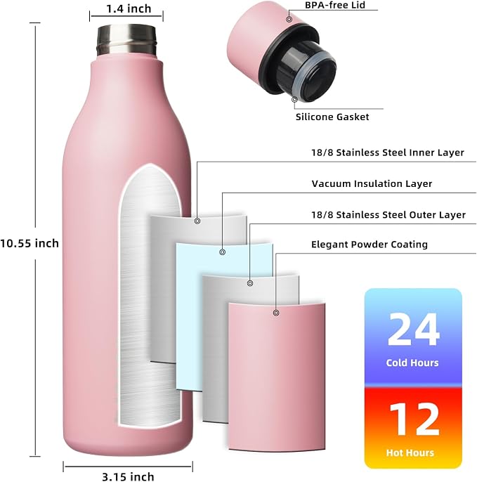 BJPKPK Insulated Water Bottles, 25 oz Stainless Steel Metal Water Bottle - Image 3