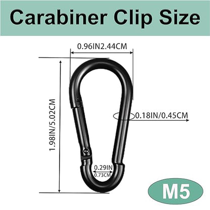 Black Carabiner, Heavy Duty Galvanized Steel Spring Snap Hook Carabiner Clips - Image 2