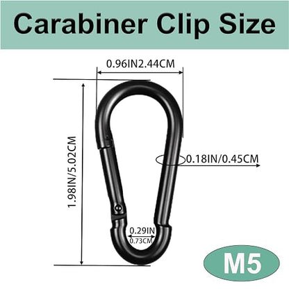 Black Carabiner, Heavy Duty Galvanized Steel Spring Snap Hook Carabiner Clips - Image 2
