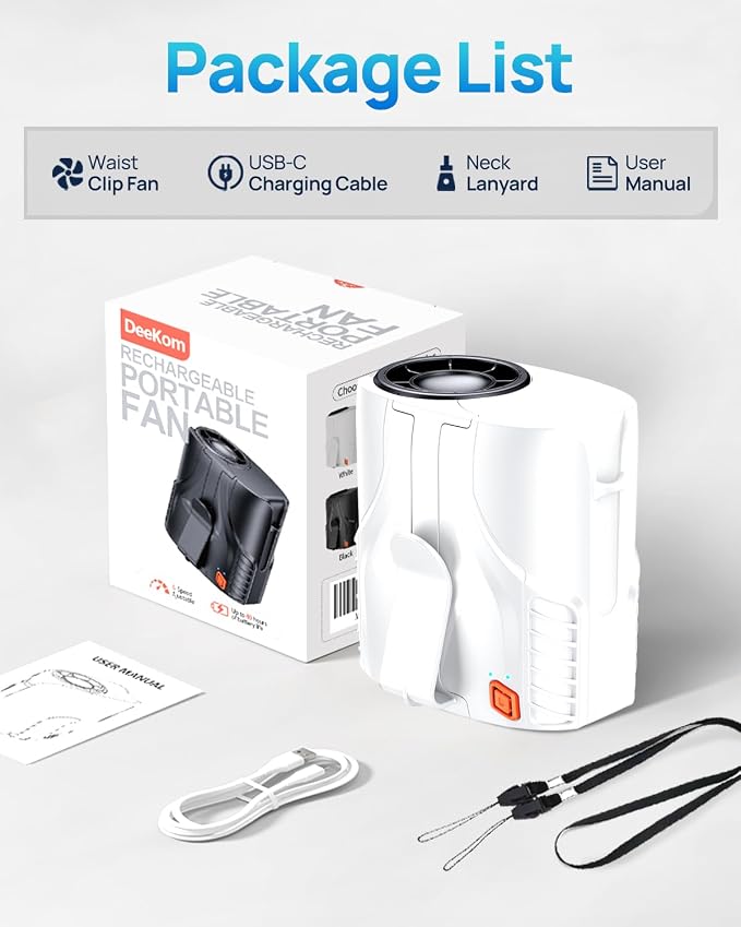 Portable Personal Waist Fan& Neck Fan, 14000RPM Brushless Motor, 40H Runtime - Image 9
