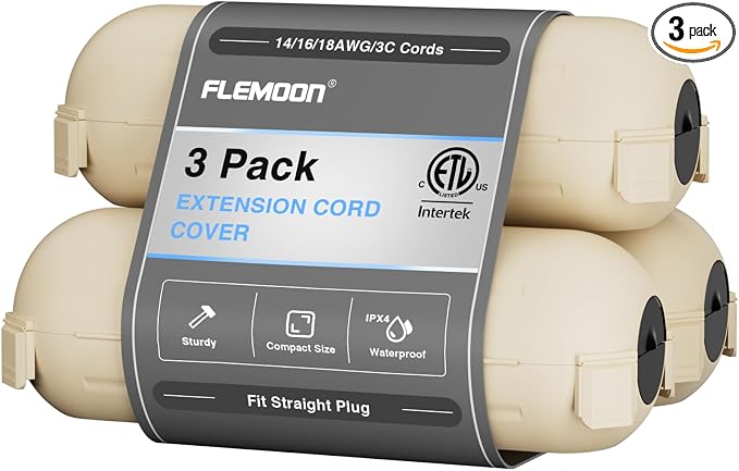 Flemoon Outdoor Extension Cord Cover Waterproof, Weatherproof Electrical by FLEMOON