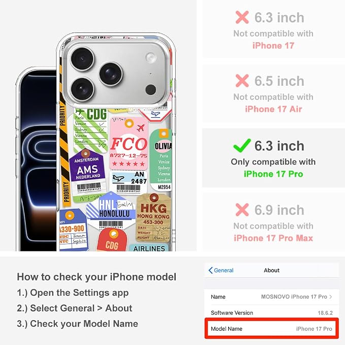 MOSNOVO for iPhone 17 Pro Case | Military Grade 6.6ft Drop Tested | Camera - Image 2