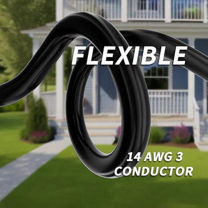 PlugSaf 14/3 Gauge Black Outdoor Extension Cord 25 ft Waterproof - Image 2
