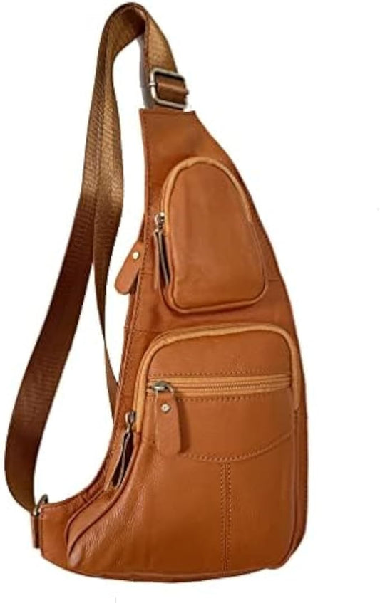 Hebetag Small Leather Sling Bag Crossbody Backpack by Hebetag