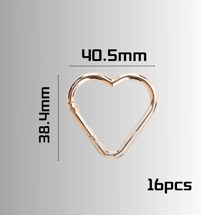 16-Pack Gold Heart Carabiner Clips, Cute Keychain Accessories - Image 4