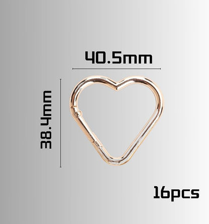 16-Pack Gold Heart Carabiner Clips, Cute Keychain Accessories - Image 4