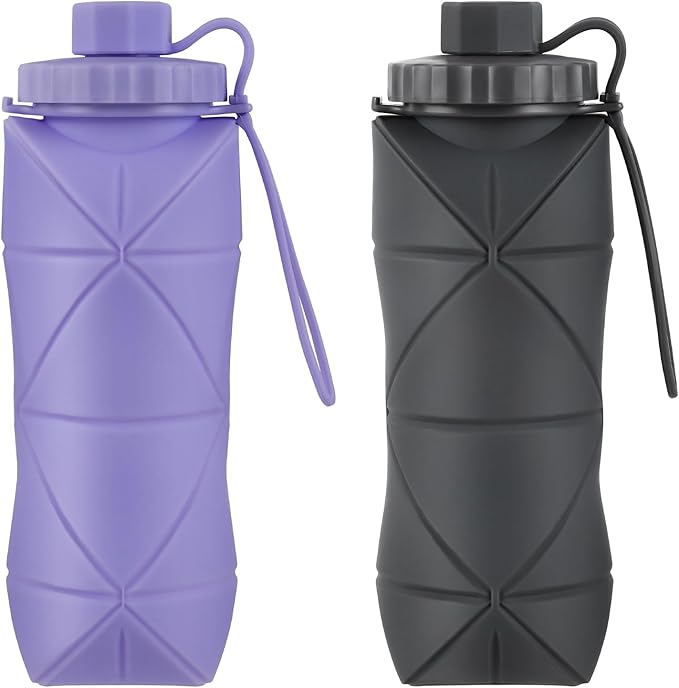 YCT Collapsible Silicone Travel Water Bottle 20oz, Reuseable Leakproof BPA Free by YCT