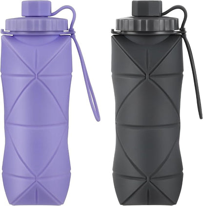 YCT Collapsible Silicone Travel Water Bottle 20oz, Reuseable Leakproof BPA Free by YCT
