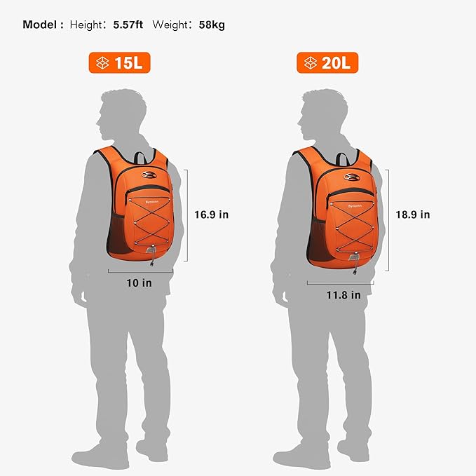 Ultra-Light Soft Daypack 15L/20L, Cushioned Breathable Back Panel Backpack - Image 6