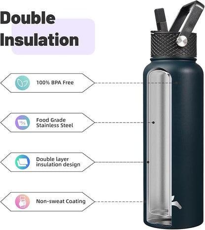 Konokyo 40oz Insulated Water Bottle Stainless Steel Sport Bottles - Image 4