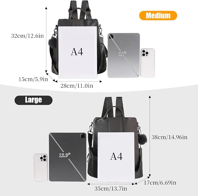 PINCNEL Women Backpack Purse Waterproof Nylon Anti-theft Rucksack Lightweight - Image 2
