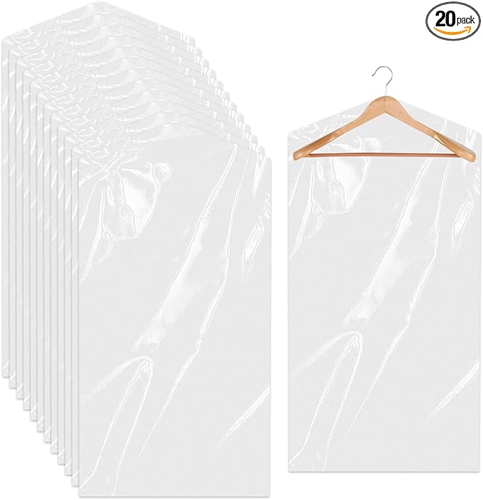 20 Pack Garment Bags for Hanging Clothes Plastic Garment Bags Clear Clothes by Sliverdew
