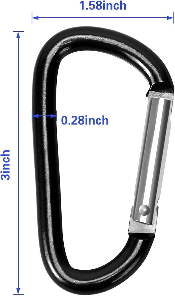 Carabiner Clips, Upins Aluminum Locking Spring Hook Keychain D Shape Heavy Duty - Image 2