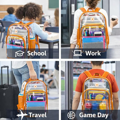 K-Cliffs Large Transparent Backpack Clear Heavy Duty School Bag Durable Student - Image 6
