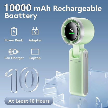 Portable Handheld Mini Fan, Foldable Powerful Winds Turbo Fan, 10000mAh Battery - Image 3
