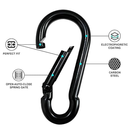 Small Carabiner Clip Hook, 1.97 inch 50 pcs Black Heavy Duty Spring Snap Hook - Image 4