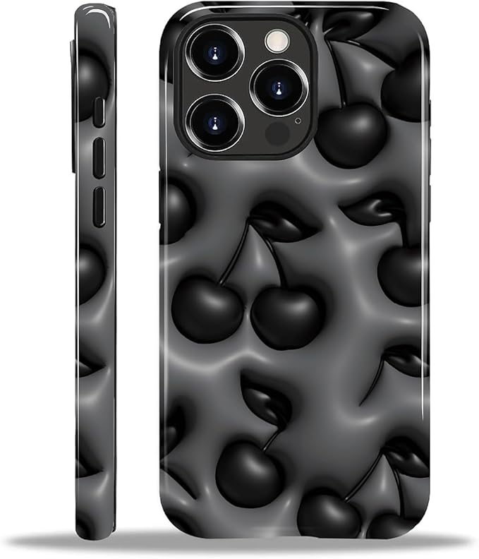 for iPhone 15 Pro Case, HL2 Cute Cool Cherry Black Hybrid 2 Layer Hard Shell by Unknown