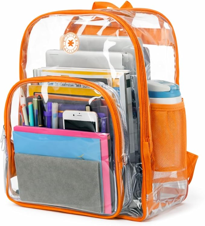K-Cliffs Large Transparent Backpack Clear Heavy Duty School Bag Durable Student by K-Cliffs