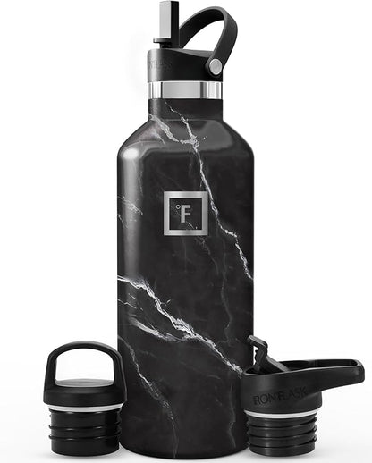 IRON °FLASK Camping & Hiking Hydration Flask - 32 oz Black Marquina by IronFlask