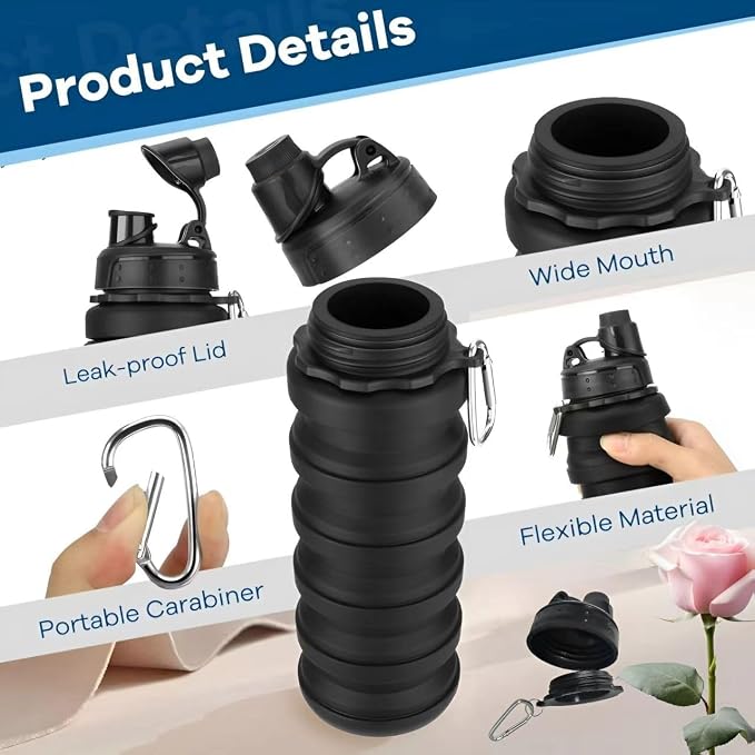 Collapsible Water Bottles 3 PackTravel water bottle Sports Portable Water - Image 3