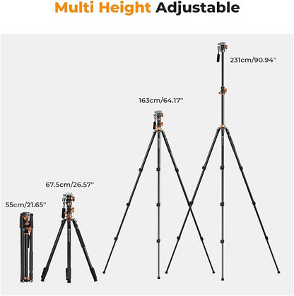 K&F CONCEPT 90''/230cm Overhead Camera Tripod, Horizontal Shooting Video Tripods - Image 7