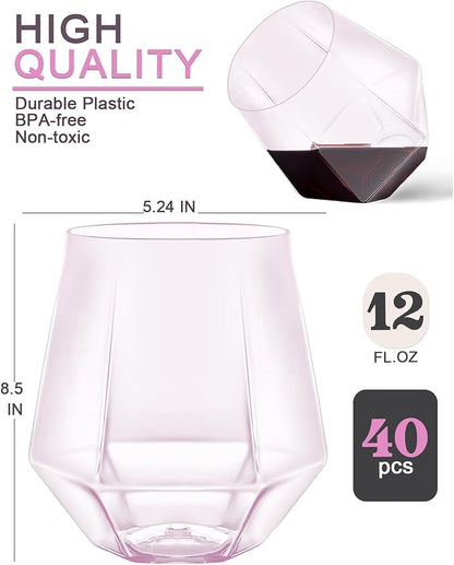 Maaacute 40 Pack Plastic Stemless Wine cocktail Whiskey Champagne Glasses - Image 5