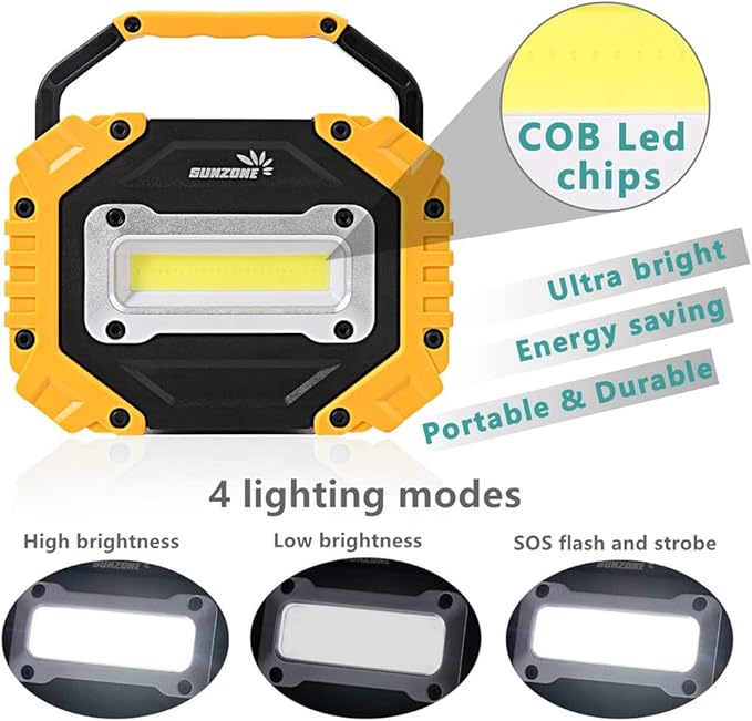 Sunzone Portable LED Work Light, AA Battery Powered Flood Lights, Super Bright - Image 2