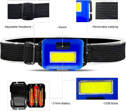 8 Pack Led Headlamp for Adults and Kids, 1.1oz/31g COB Flood Light Ultra Bright - Image 6