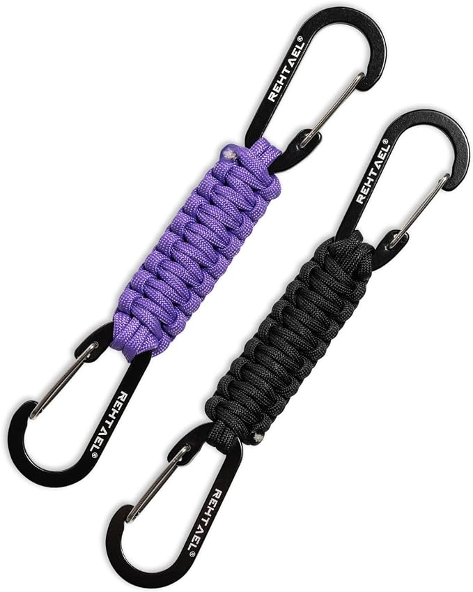 Paracord Braided Carabiner Keychain Lanyard Strap, Hanger Stroller Hook w/2 by REHTAEL