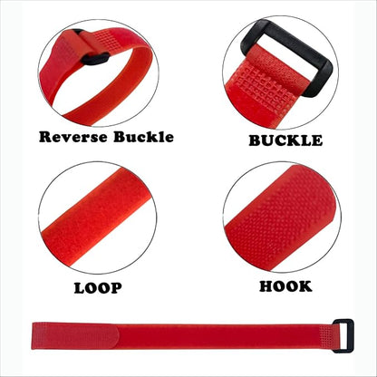 10 Pack Reusable Fastening Cable Ties and Cable Straps Red Color, Adjustable - Image 4