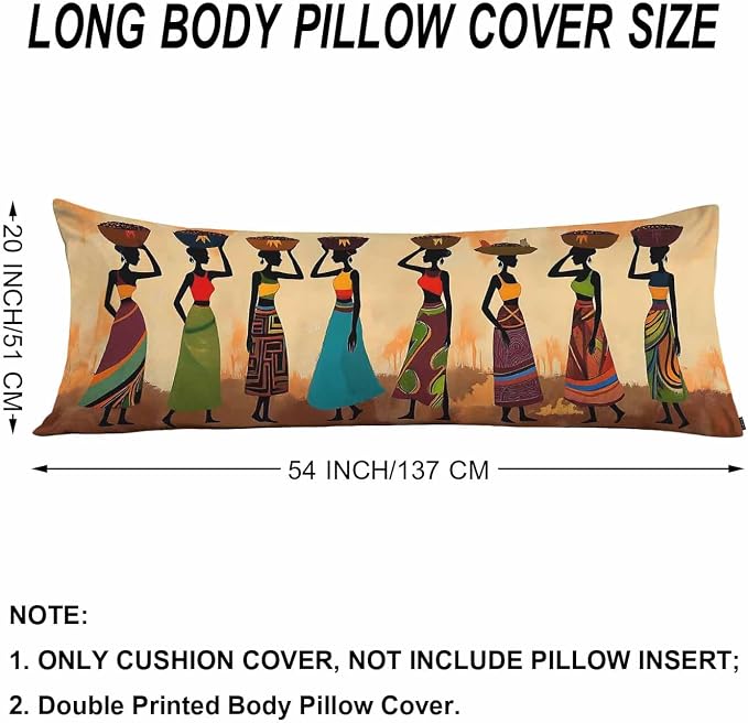20x54 Body Pillow Cover African Woman African Woman Dancer Zipper Body - Image 6