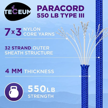 TECEUM 5/32" Paracord Rope 1000 – 1000ft / 200ft / 100ft / 50ft – Tactical - Image 2