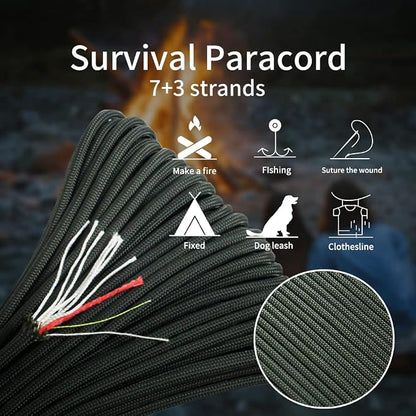 PSKOOK Survival Paracord Parachute Fire Cord Survival Ropes Red Tinder Cord PE - Image 5
