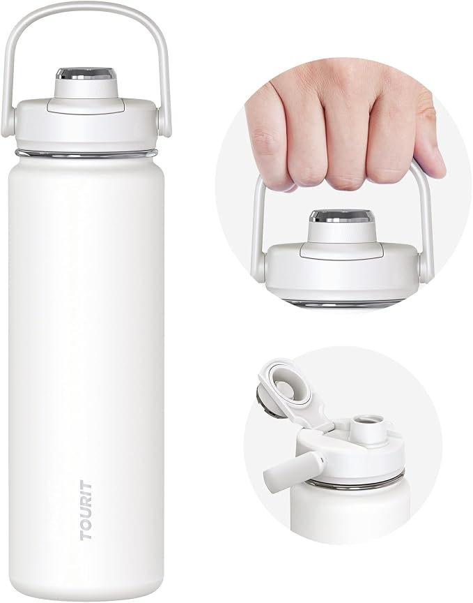 TOURIT 24 oz Insulated Water Bottle, Stainless Steel Sports Water Bottles by TOURIT
