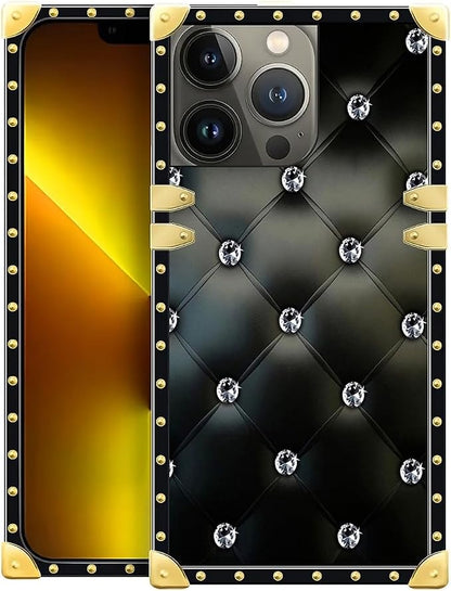 Compatible with iPhone 13 Pro Case, Shiny Black Sofa Crystal Luxury Golden by Unknown