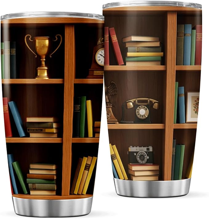CUBICER Bookshelf Design Stainless Steel Tumbler 20 Oz by CUBICER