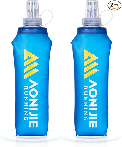 AONIJIE Running Water Bottle 2PCS 500ml/17oz Soft Flask TPU Collapsible Water by AONIJIE