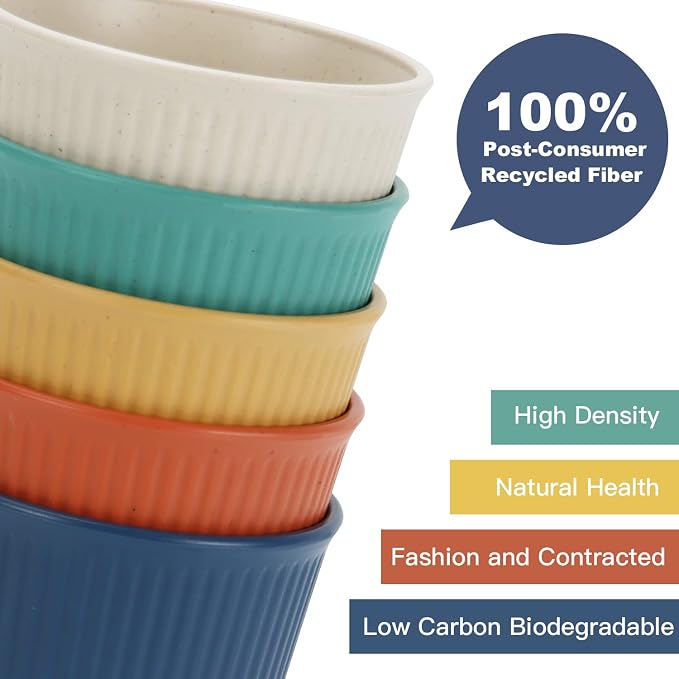 Homienly Drinking Glasses Wheat Straw cups, Unbreakable Alternative to 12oz - Image 4