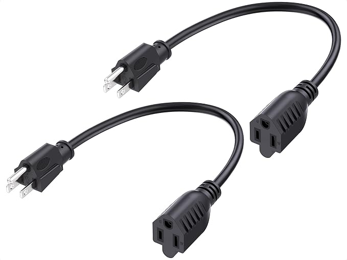 Cable Matters 2-Pack 16 AWG Heavy Duty 13A Short Power Extension Cord - 1ft by CableMatters
