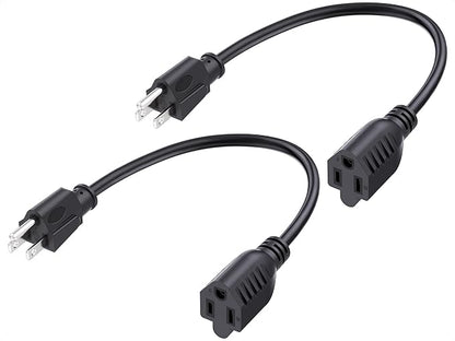 Cable Matters 2-Pack 16 AWG Heavy Duty 13A Short Power Extension Cord - 1ft by CableMatters