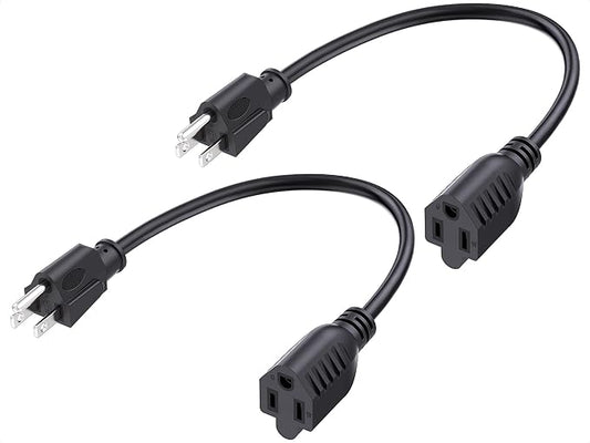 Cable Matters 2-Pack 16 AWG Heavy Duty 13A Short Power Extension Cord - 1ft by CableMatters