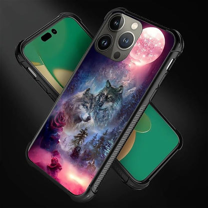 for iPhone 14 Pro Case, Star Two Wolfs Howling Pattern Graphic Design Girl Boy - Image 4
